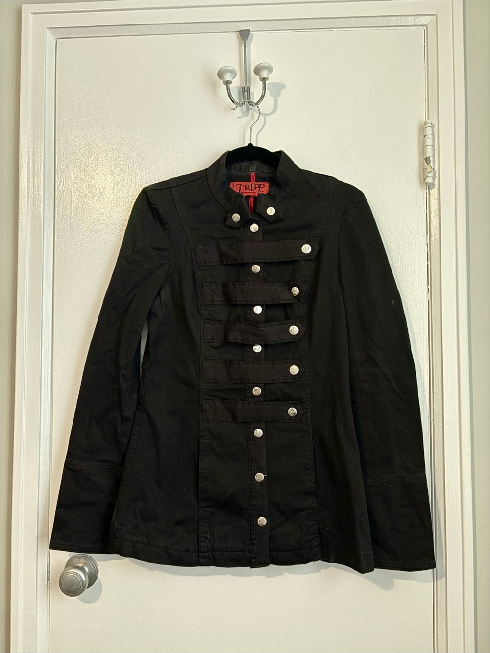 Tripp NYC Black Military-Style Band Jacket with Silver Buttons